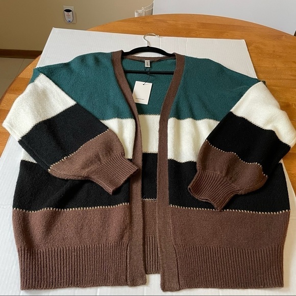 Soyaconcept Colour Block Knit Cardigan Metallic Trims Size M-L - Picture 3 of 6